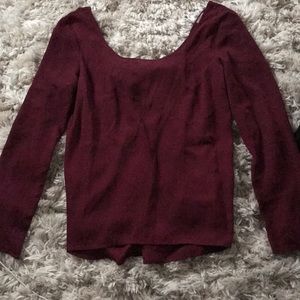 Charlotte Russe Maroon Chiffon Long Sleeve Top